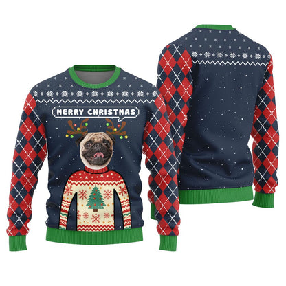 Merry Christmas Personalized Pet Ugly Sweater Women's