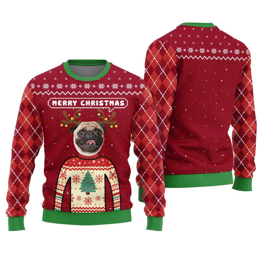 Merry Christmas Personalized Pet Ugly Sweater Women's
