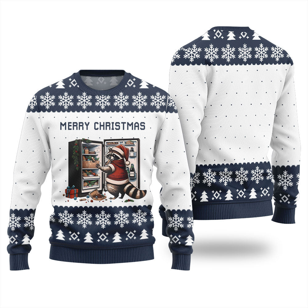 Merry Christmas Raccoon Ugly Xmas Sweater