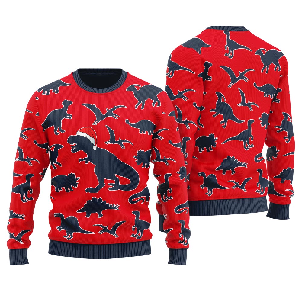 Merry Christmas T-Rex Ugly Christmas Sweater For Women