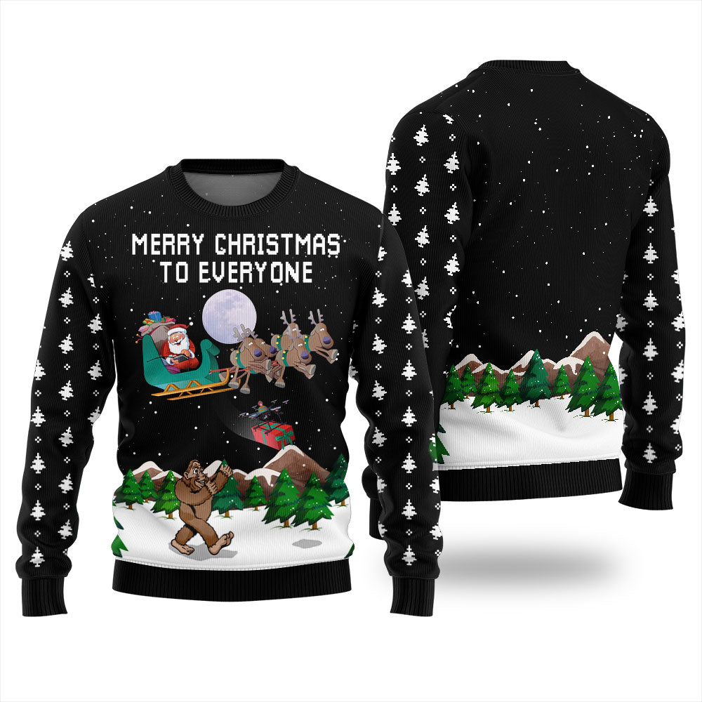 Merry Christmas To Everyone Funny Santa Ugly Christmas Sweater