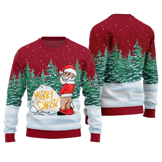 Merry Christmas Ugly Holiday Sweater Red