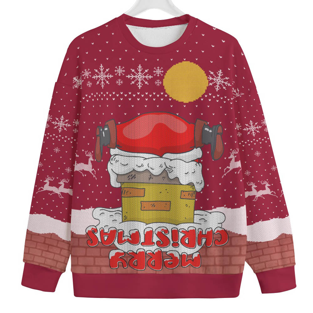 Merry Christmas Upside Down Womens Plus Ugly Christmas Sweater