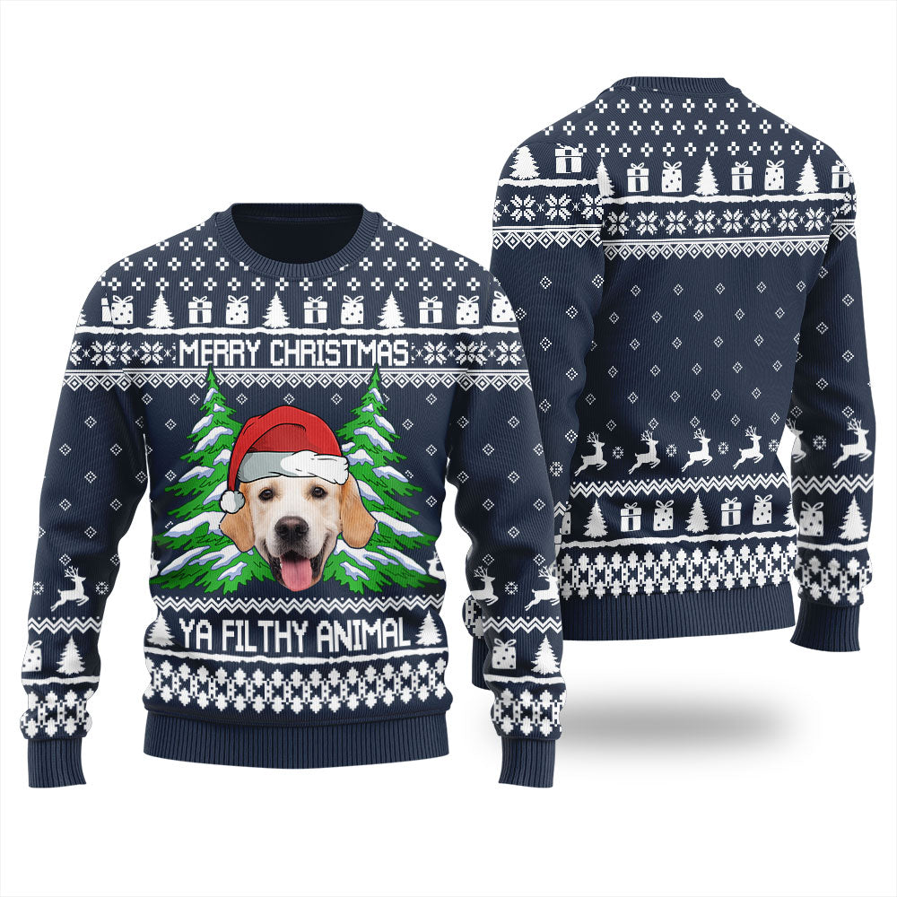 Merry Christmas Ya Filthy Animal Men's Custom Christmas Sweater