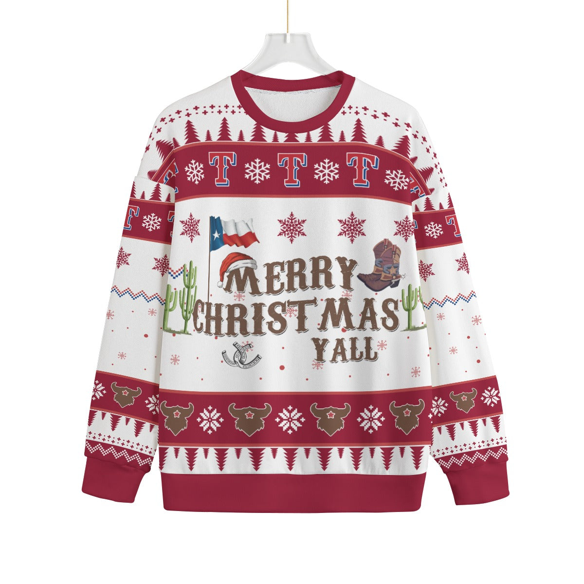 Merry Christmas Y'all Texas Plus Size Ugly Christmas Sweater