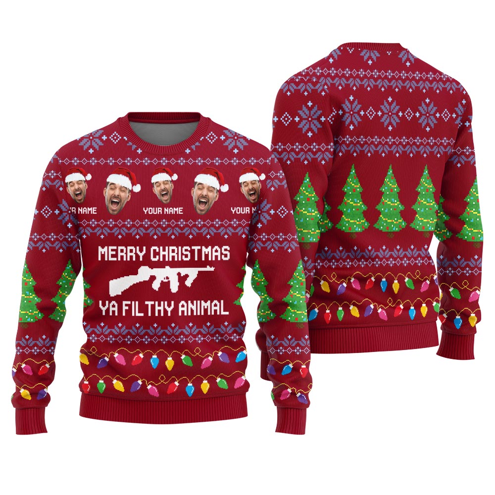 Merry Christmas You Filthy Animal Custom Holiday Sweater