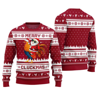 Merry Cluckmas Chicken Ugly Christmas Sweater For Men