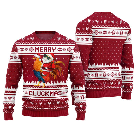 Merry Cluckmas Chicken Ugly Christmas Sweater For Men