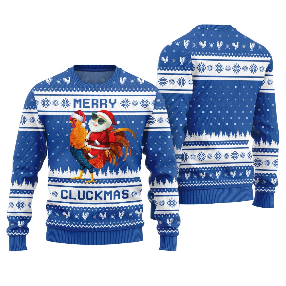 Merry Cluckmas Chicken Ugly Christmas Sweater For Men