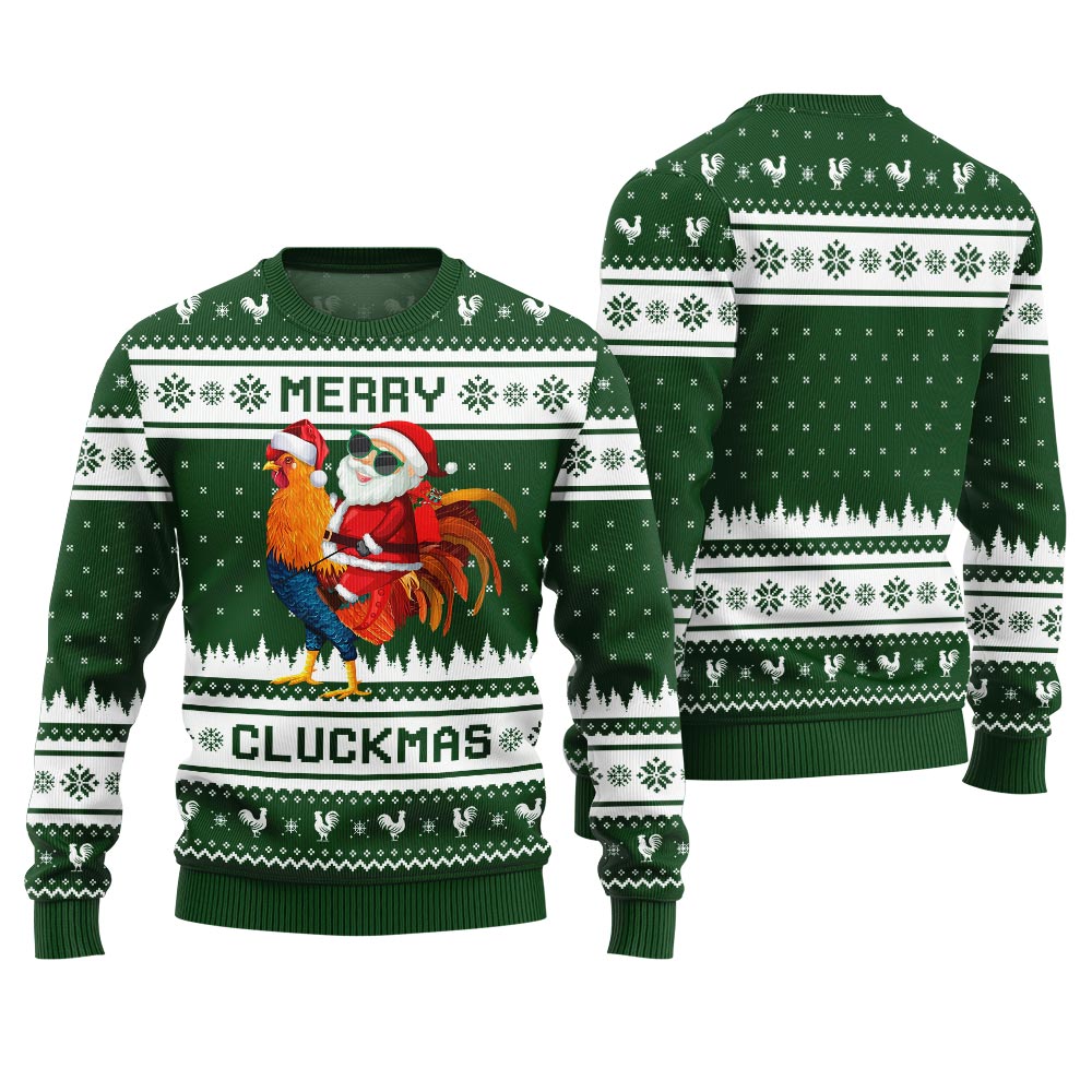 Merry Cluckmas Chicken Ugly Christmas Sweater For Women
