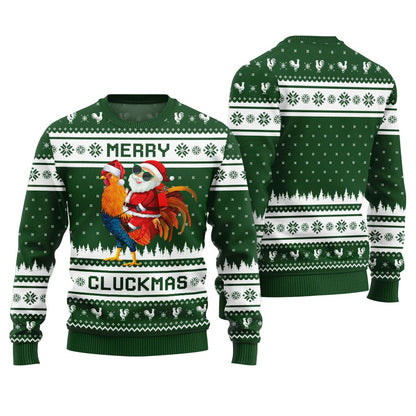 Merry Cluckmas Chicken Ugly Christmas Sweater For Women
