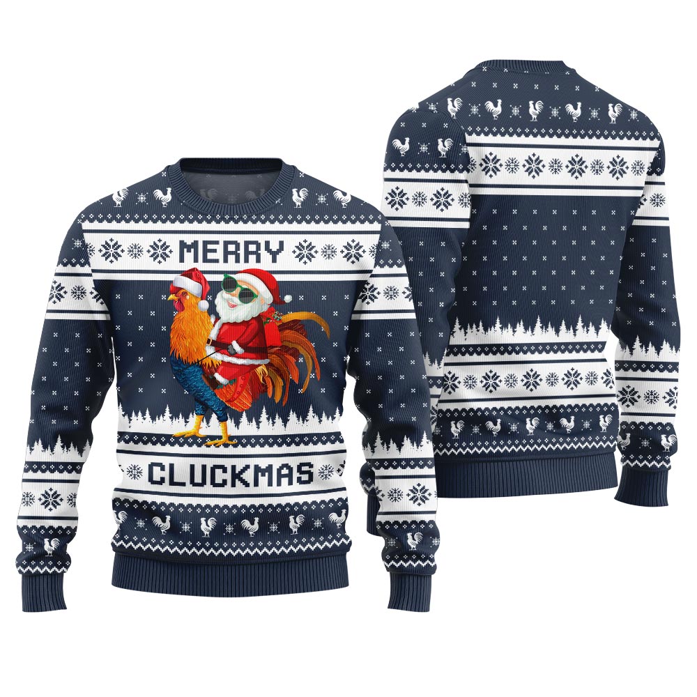 Merry Cluckmas Chicken Ugly Christmas Sweater For Women
