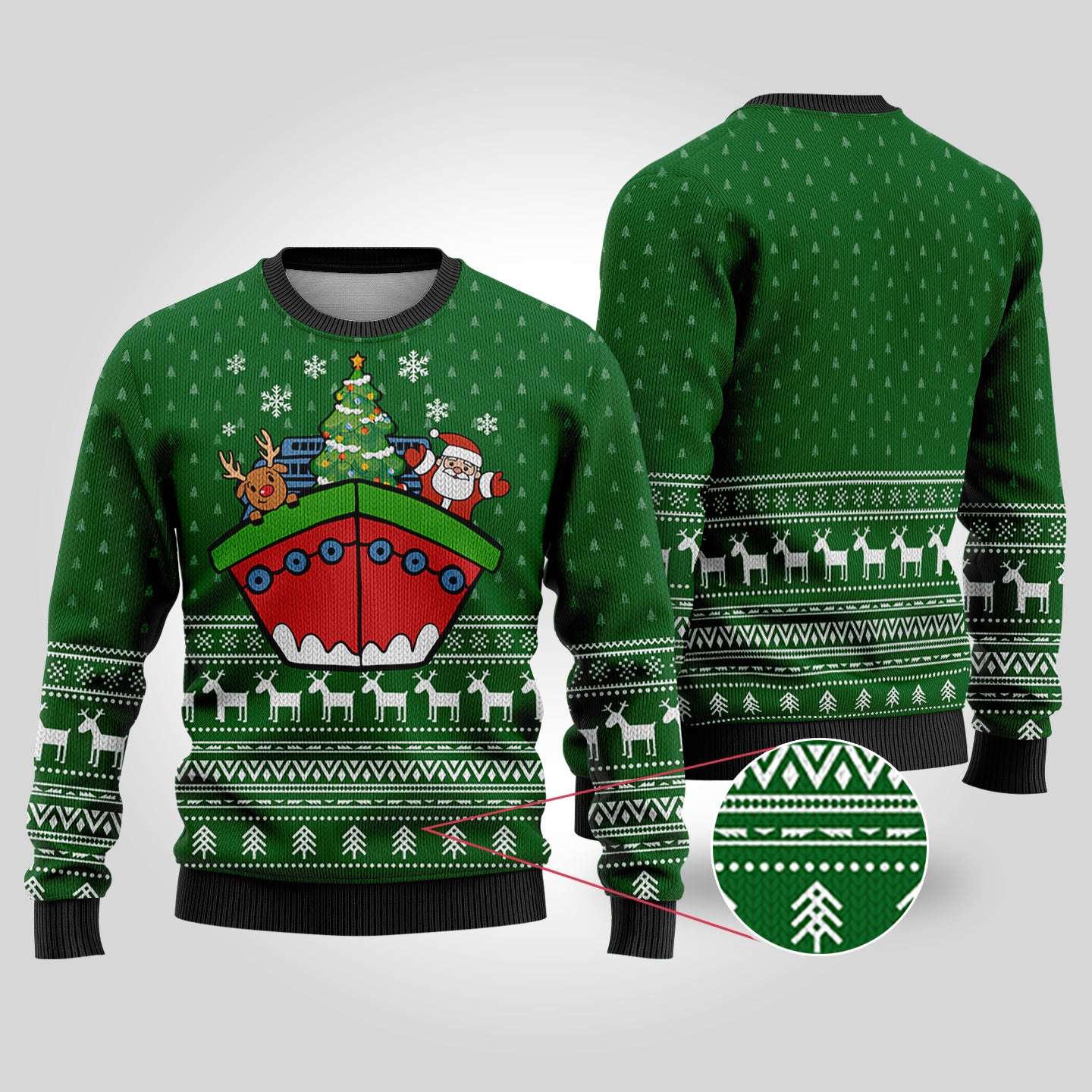 Merry Cruise Forest Green Ugly Christmas Sweaters