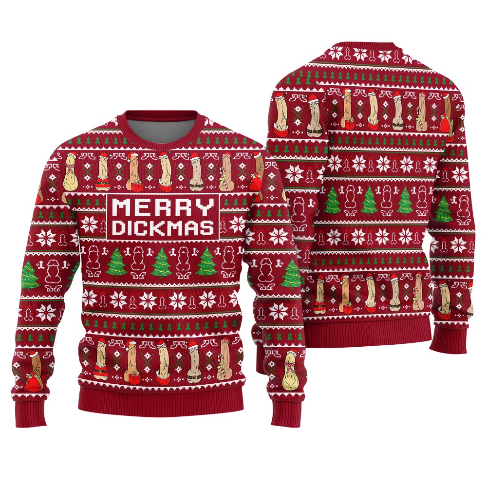Merry Dickmas Naughty Christmas Ugly Sweater Women's