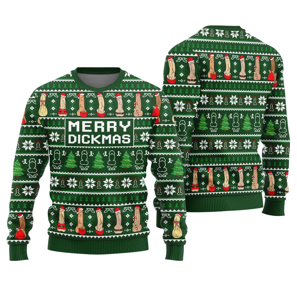 Merry Dickmas Inappropriate Ugly Christmas Sweater