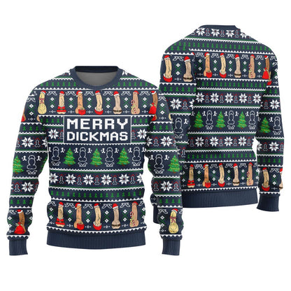 Merry Dickmas Naughty Christmas Ugly Sweater Women's