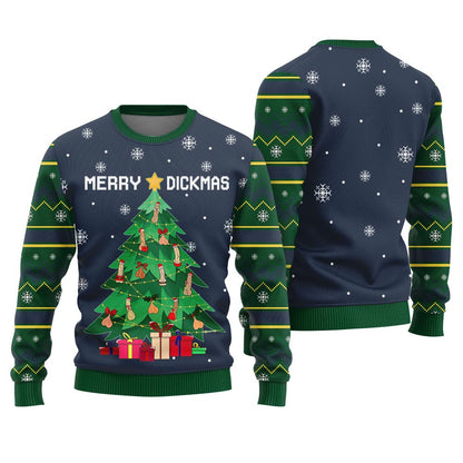 Merry Dickmas Naughty Ugly Christmas Sweater For Men