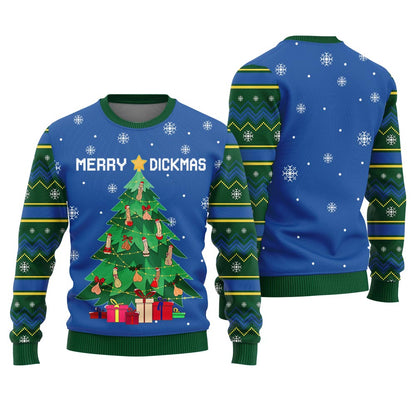 Merry Dickmas Naughty Ugly Christmas Sweater For Men