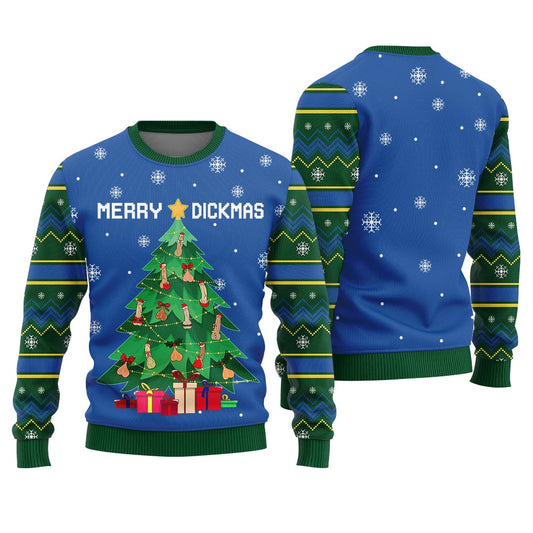 Merry Dickmas Naughty Ugly Christmas Sweater For Men