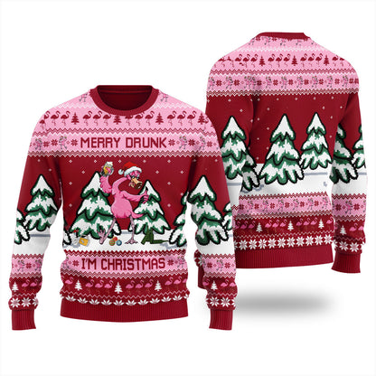 Flamingo Merry Drunk I'm Christmas Ugly Christmas Sweater For Men