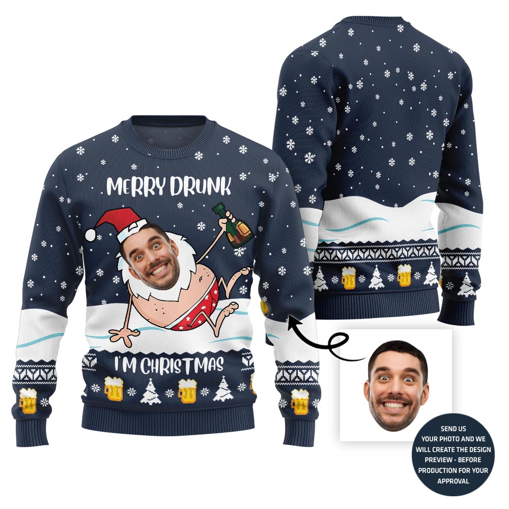 Merry Drunk Ugly Christmas Sweater For Men
