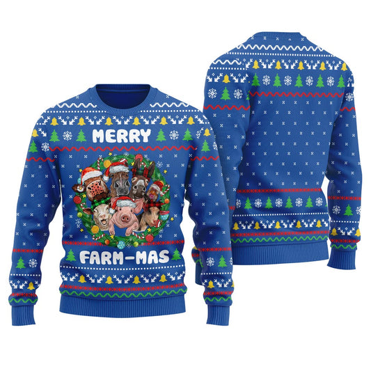 Merry Farm House Christmas Sweater Men