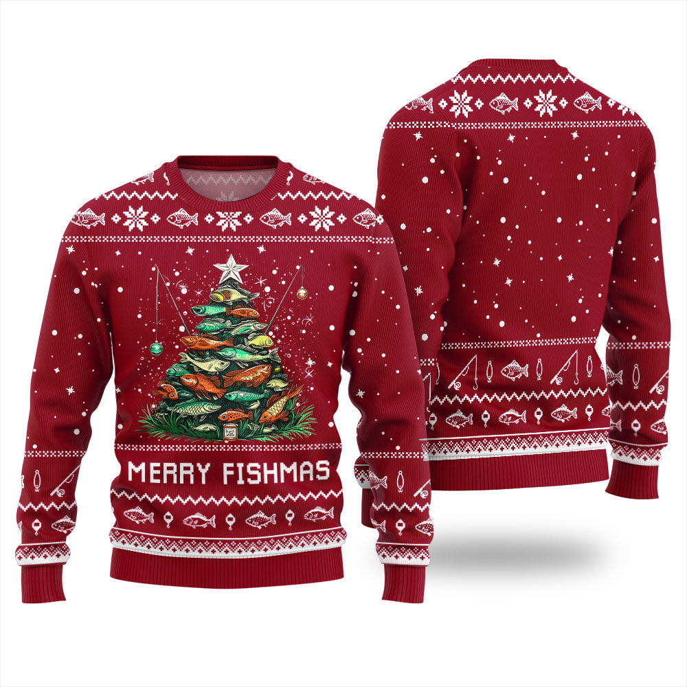 Merry Fishmas Fishing Ugly Christmas Sweater