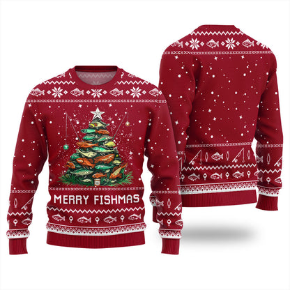 Merry Fishmas Fishing Ugly Christmas Sweater