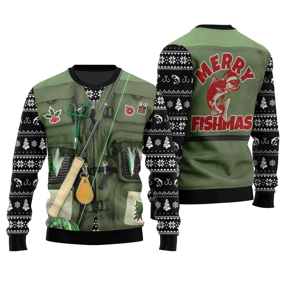 Merry Fishmas Fishing Ugly Xmas Sweater