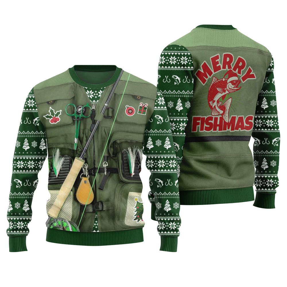 Merry Fishmas Fishing Ugly Xmas Sweater