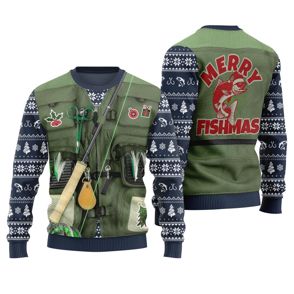 Merry Fishmas Fishing Ugly Xmas Sweater