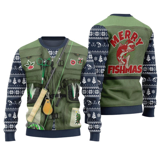 Merry Fishmas Fishing Ugly Xmas Sweater