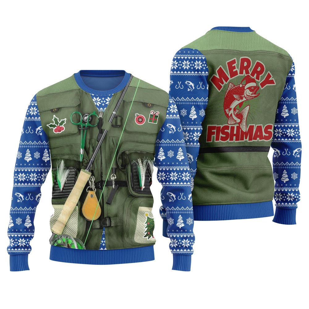 Merry Fishmas Fishing Ugly Xmas Sweater