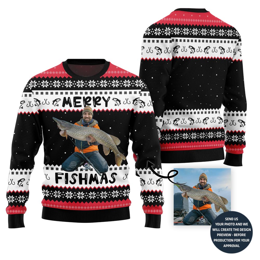 Merry Fishmas Personalized Ugly Christmas Sweater