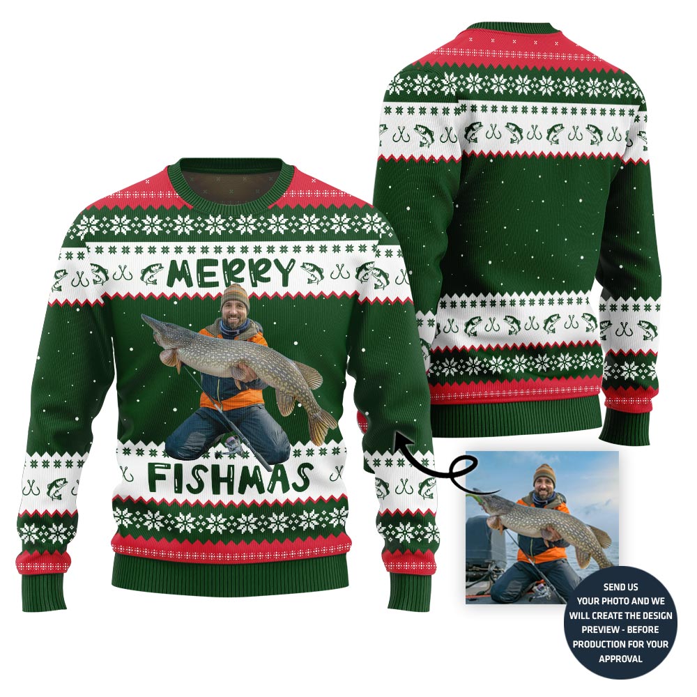 Merry Fishmas Personalized Ugly Christmas Sweater