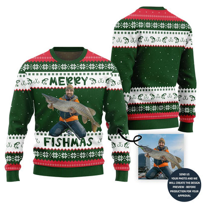 Merry Fishmas Personalized Ugly Christmas Sweater