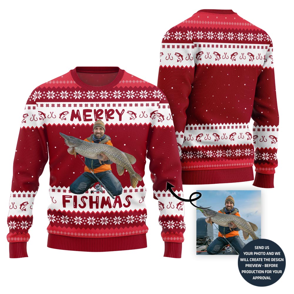 Merry Fishmas Personalized Ugly Christmas Sweater