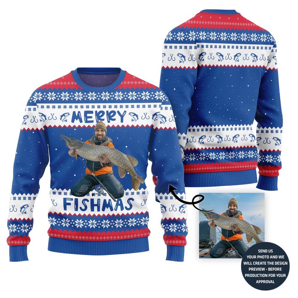 Merry Fishmas Personalized Ugly Christmas Sweater