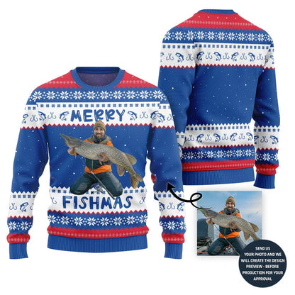 Merry Fishmas Personalized Ugly Christmas Sweater