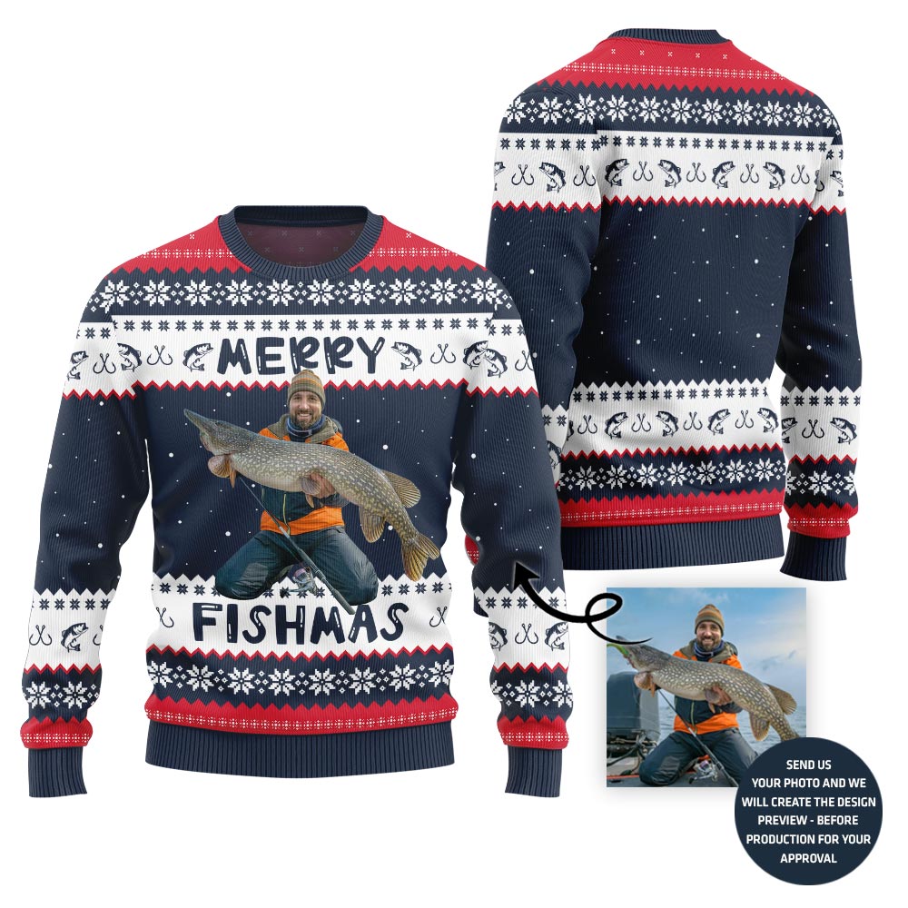 Merry Fishmas Personalized Ugly Christmas Sweater