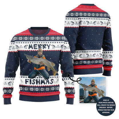 Merry Fishmas Personalized Ugly Christmas Sweater