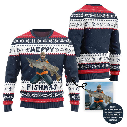 Merry Fishmas Personalized Ugly Christmas Sweater