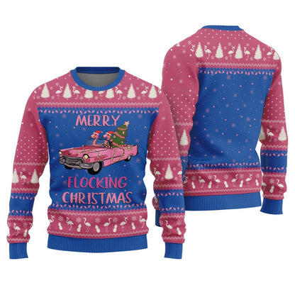 Merry Flocking Christmas Flamingo Funny Christmas Sweaters For Adults