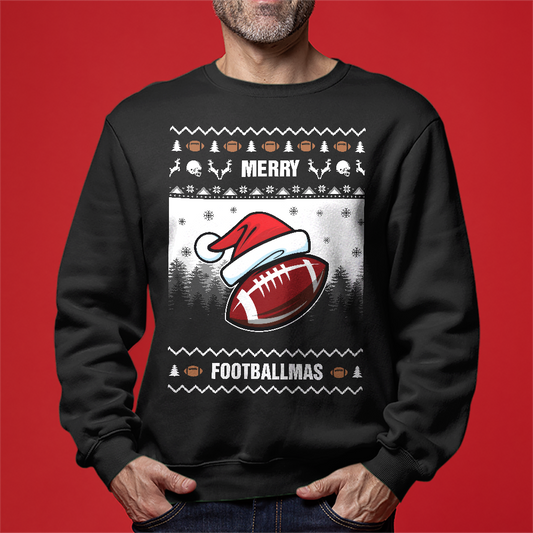 Merry Footballmas For Team Ugly Christmas Sweater Mens - Funny Ugly Christmas Sweater