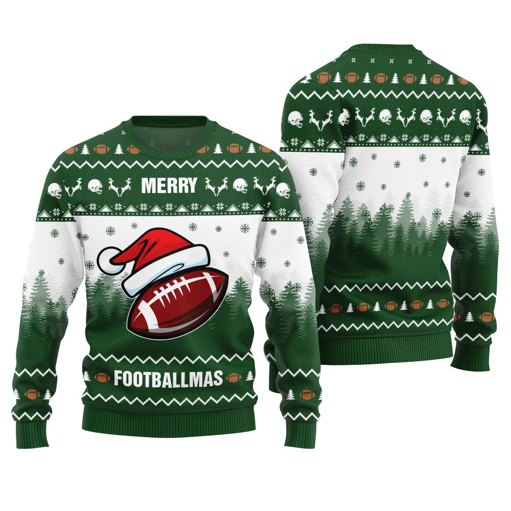 Merry Footballmas Funny Ugly Xmas Sweater For Women
