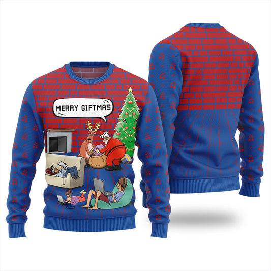 Merry Giftmas Funny Santa Christmas Sweater Women