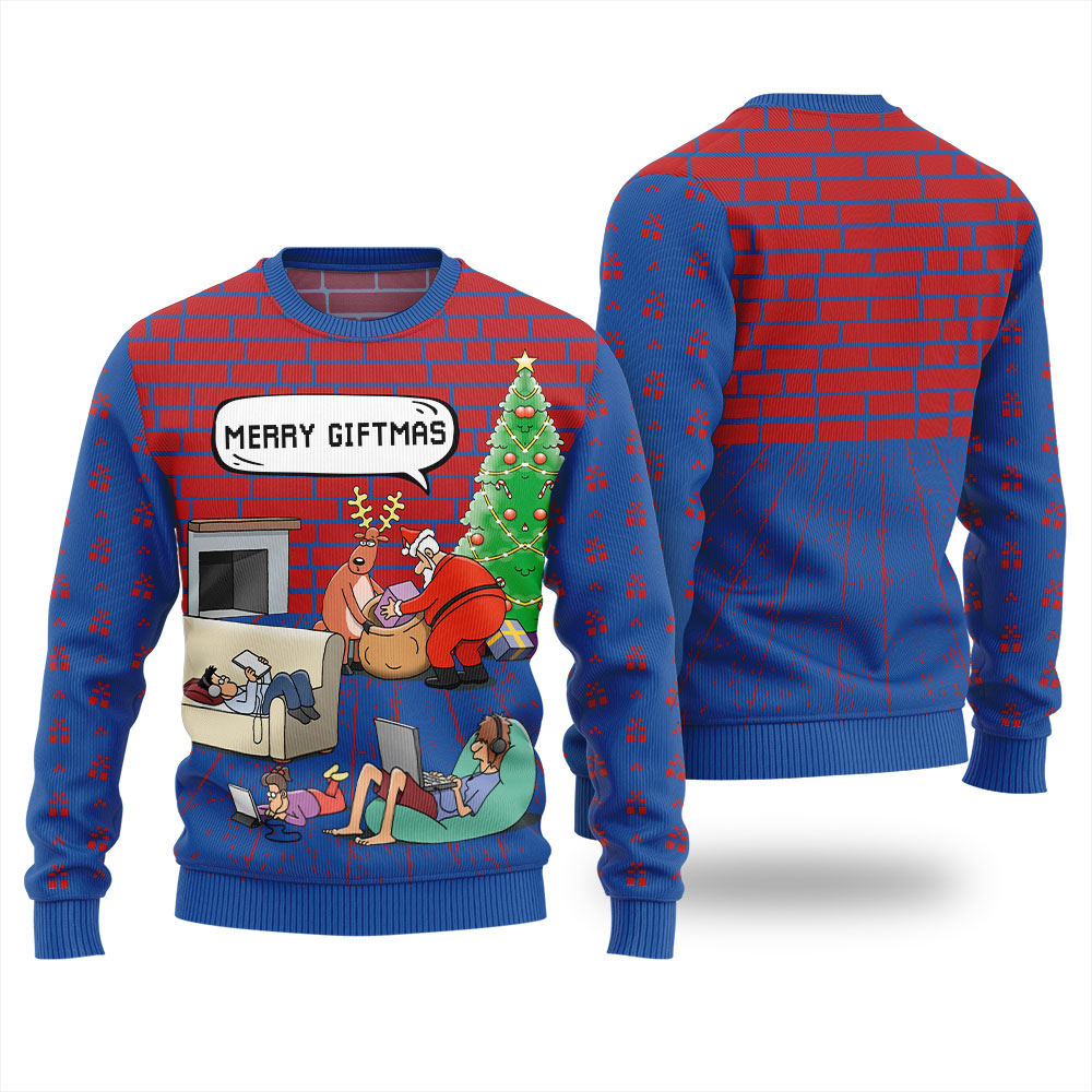 Merry Giftmas Funny Santa Christmas Sweater Women