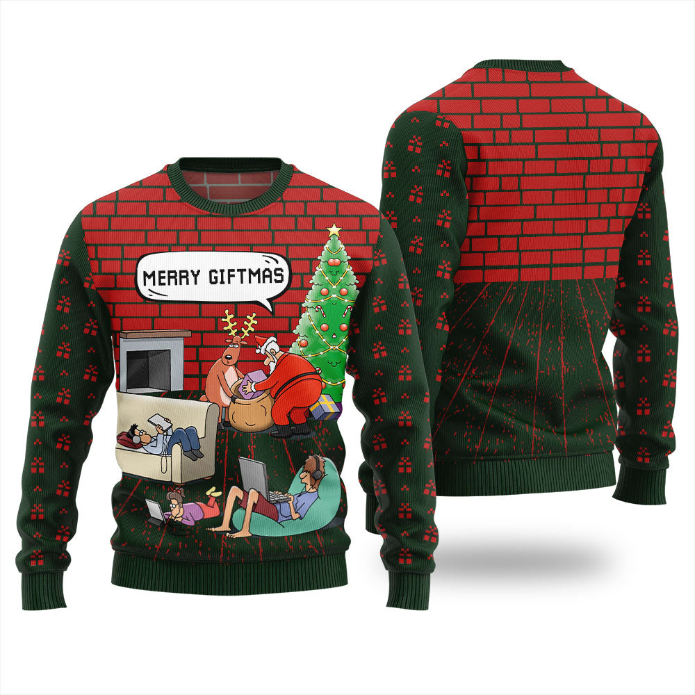 Merry Giftmas Funny Santa Ugly Christmas Sweater