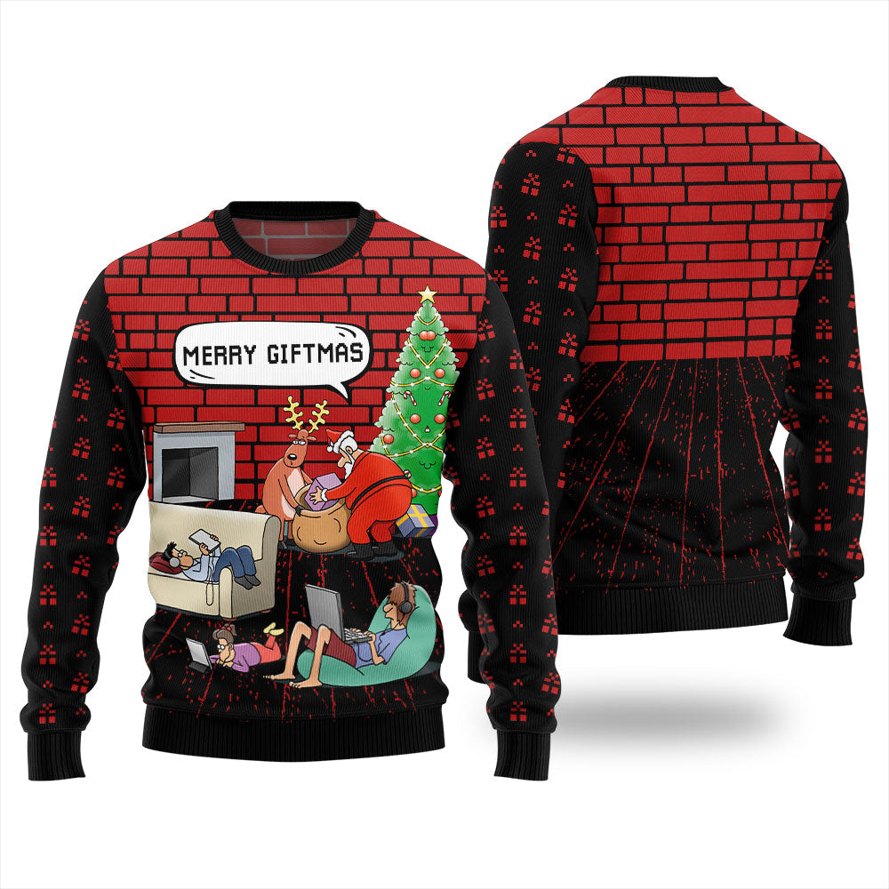 Funny Santa And Reindeer Mens Christmas Sweater