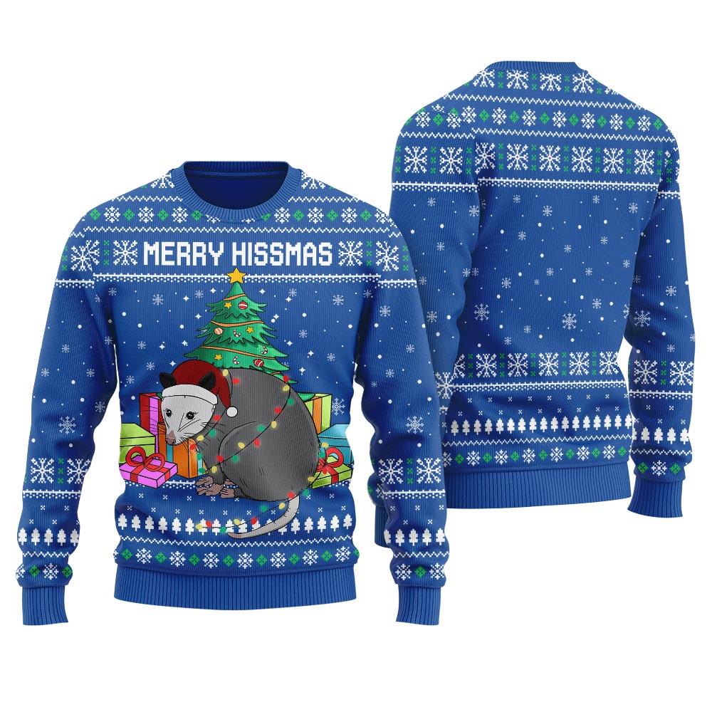 Merry Hissmas Possum Women's Ugly Christmas Sweater